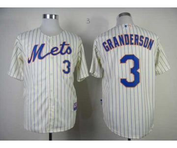 mlb jerseys new york mets #3 granderson cream(blue strip)