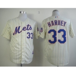 mlb jerseys new york mets #33 harvey cream(blue strip)[2013 mlb all star patch]