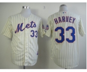 mlb jerseys new york mets #33 harvey cream(blue strip)[2013 mlb all star patch]