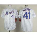 mlb jerseys new york mets #41 seaver white(blue strip)