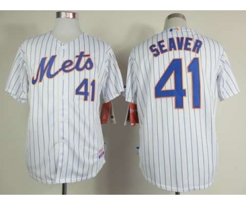 mlb jerseys new york mets #41 seaver white(blue strip)