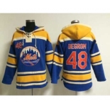 mlb jerseys new york mets #48 degrom blue[pullover hooded sweatshirt]