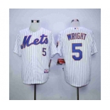 mlb jerseys new york mets #5 wricht white(blue strip)