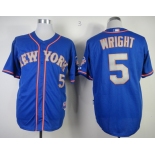 mlb jerseys new york mets #5 wright blue[2013 mlb all star patch][number silver]