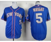 mlb jerseys new york mets #5 wright blue[2013 mlb all star patch][number silver]