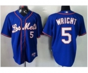 mlb jerseys new york mets #5 wright blue(number white)