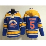 mlb jerseys new york mets #5 wright blue[pullover hooded sweatshirt]