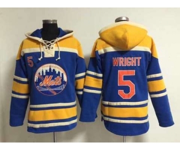 mlb jerseys new york mets #5 wright blue[pullover hooded sweatshirt]