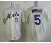 mlb jerseys new york mets #5 wright cream(blue strip)[2013 mlb all star patch]