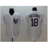 Men New York Yankees #18 Didi Gregorius White Strip New Cool Base 2018 Stars & Stripes Stitched MLB Jersey