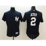 Men New York Yankees #2 Derek Jeter Majestic Navy Blue Flexbase Authentic Collection Player Jersey