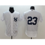 Men New York Yankees #23 Don Mattingly Majestic White stripe Flexbase Authentic Collection Player Jersey