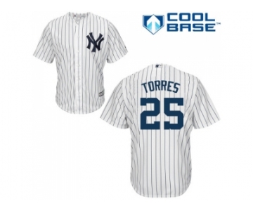 Men New York Yankees #25 Gleyber Torres White Strip New Cool Base Stitched MLB Jersey