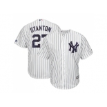 Men New York Yankees #27 Giancarlo Stanton White Strip New Cool Base 2018 Stars & Stripes Stitched MLB Jersey