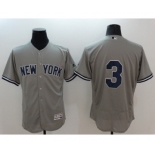 Men New York Yankees #3 Babe Ruth Majestic grey Flexbase Authentic Collection Player Jersey