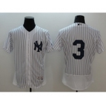 Men New York Yankees #3 Babe Ruth Majestic white stripe Flexbase Authentic Collection Player Jersey