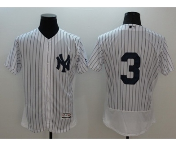 Men New York Yankees #3 Babe Ruth Majestic white stripe Flexbase Authentic Collection Player Jersey