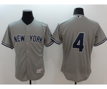 Men New York Yankees #4 Lou Gehrig Majestic grey Flexbase Authentic Collection Player Jersey