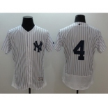 Men New York Yankees #4 Lou Gehrig Majestic white stripe Flexbase Authentic Collection Player Jersey