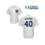 Men New York Yankees #40 Luis Severino White Strip New Cool Base Stitched MLB Jersey