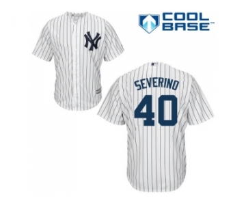 Men New York Yankees #40 Luis Severino White Strip New Cool Base Stitched MLB Jersey