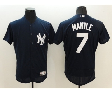 Men New York Yankees #7 Mickey Mantle Majestic Navy Blue Flexbase Authentic Collection Player Jersey