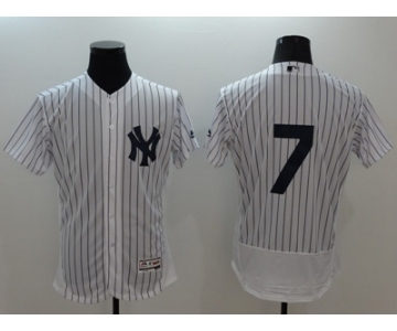 Men New York Yankees #7 Mickey Mantle Majestic White Flexbase Authentic Collection Player Jersey