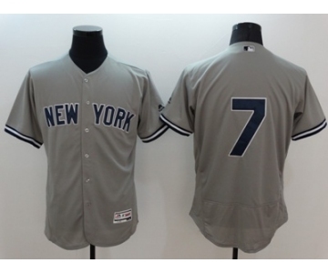 Men New York Yankees #7 Mickey Mantle Majestic grey Flexbase Authentic Collection Player Jersey