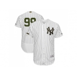 Men New York Yankees #99 Aaron Judge White Strip Flexbase Authentic Collection 2018 Memorial Day Stitched MLB Jersey