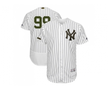 Men New York Yankees #99 Aaron Judge White Strip Flexbase Authentic Collection 2018 Memorial Day Stitched MLB Jersey