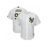 Men New York Yankees #99 Aaron Judge White Strip New Cool Base 2018 Memorial Day Stitched MLB Jersey