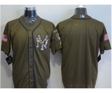 Men New York Yankees Blank Green Salute to Service Stitched Baseball Jersey