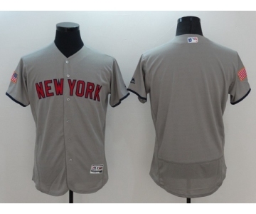 Men New York Yankees Blank Majestic Gray 2016 Independence Day Stars & Stripes Flex Base Team Jersey