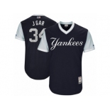 Men's 2017 Little League World Series Yankees #34 Jaime Garcia J Gar Navy Jersey