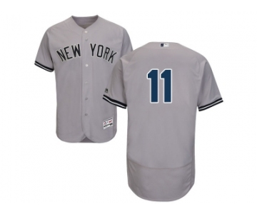 Men's Majestic New York Yankees #11 Brett Gardner Grey Flexbase Authentic Collection MLB Jersey