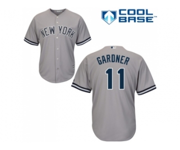 Men's Majestic New York Yankees #11 Brett Gardner Replica Grey Road MLB Jersey