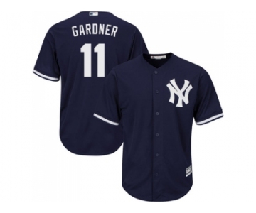 Men's Majestic New York Yankees #11 Brett Gardner Replica Navy Blue Alternate MLB Jersey