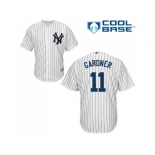 Men's Majestic New York Yankees #11 Brett Gardner Replica White Home MLB Jersey