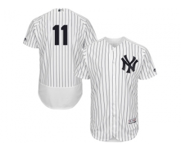 Men's Majestic New York Yankees #11 Brett Gardner White Navy Flexbase Authentic Collection MLB Jersey