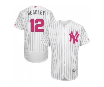 Men's Majestic New York Yankees #12 Chase Headley Authentic White 2016 Mother's Day Fashion Flex Base MLB Jersey