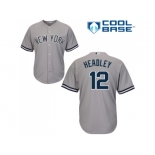 Men's Majestic New York Yankees #12 Chase Headley Replica Grey Road MLB Jersey