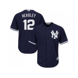 Men's Majestic New York Yankees #12 Chase Headley Replica Navy Blue Alternate MLB Jersey