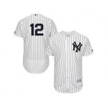 Men's Majestic New York Yankees #12 Chase Headley White Navy Flexbase Authentic Collection MLB Jersey