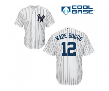 Men's Majestic New York Yankees #12 Wade Boggs Replica White Home MLB Jersey