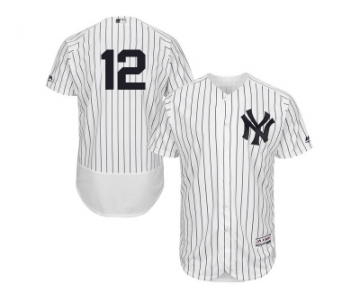 Men's Majestic New York Yankees #12 Wade Boggs White Navy Flexbase Authentic Collection MLB Jersey