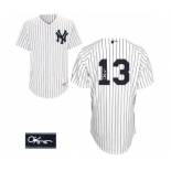 Men's Majestic New York Yankees #13 Alex Rodriguez Authentic White Home Autographed MLB Jersey