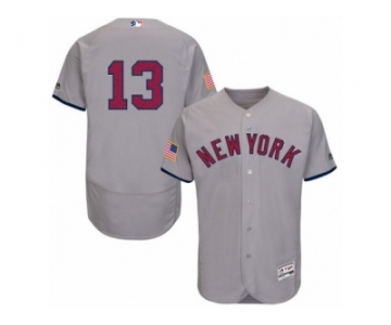 Men's Majestic New York Yankees #13 Alex Rodriguez Grey Fashion Stars & Stripes Flex Base MLB Jersey