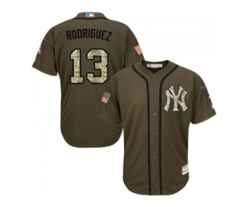 Men's Majestic New York Yankees #13 Alex Rodriguez Replica Green Salute to Service MLB Jersey