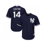 Men's Majestic New York Yankees #14 Starlin Castro Replica Navy Blue Alternate MLB Jersey