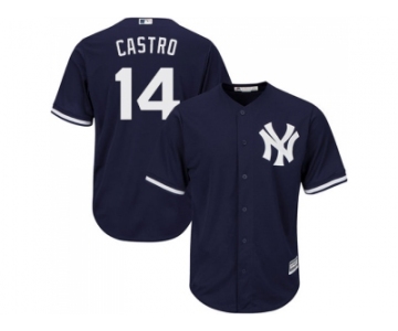 Men's Majestic New York Yankees #14 Starlin Castro Replica Navy Blue Alternate MLB Jersey